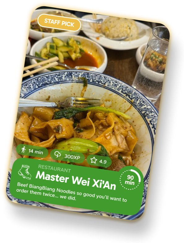 A GO swipe card: Master Wei Xi'An, a Staff Pick restaurant 14 minutes away
